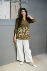 Olive Deer Top