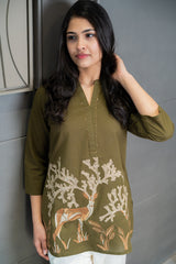 Olive Deer Top