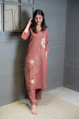 Mauve Floral Elegance Kurta Set