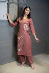 Mauve Floral Elegance Kurta Set