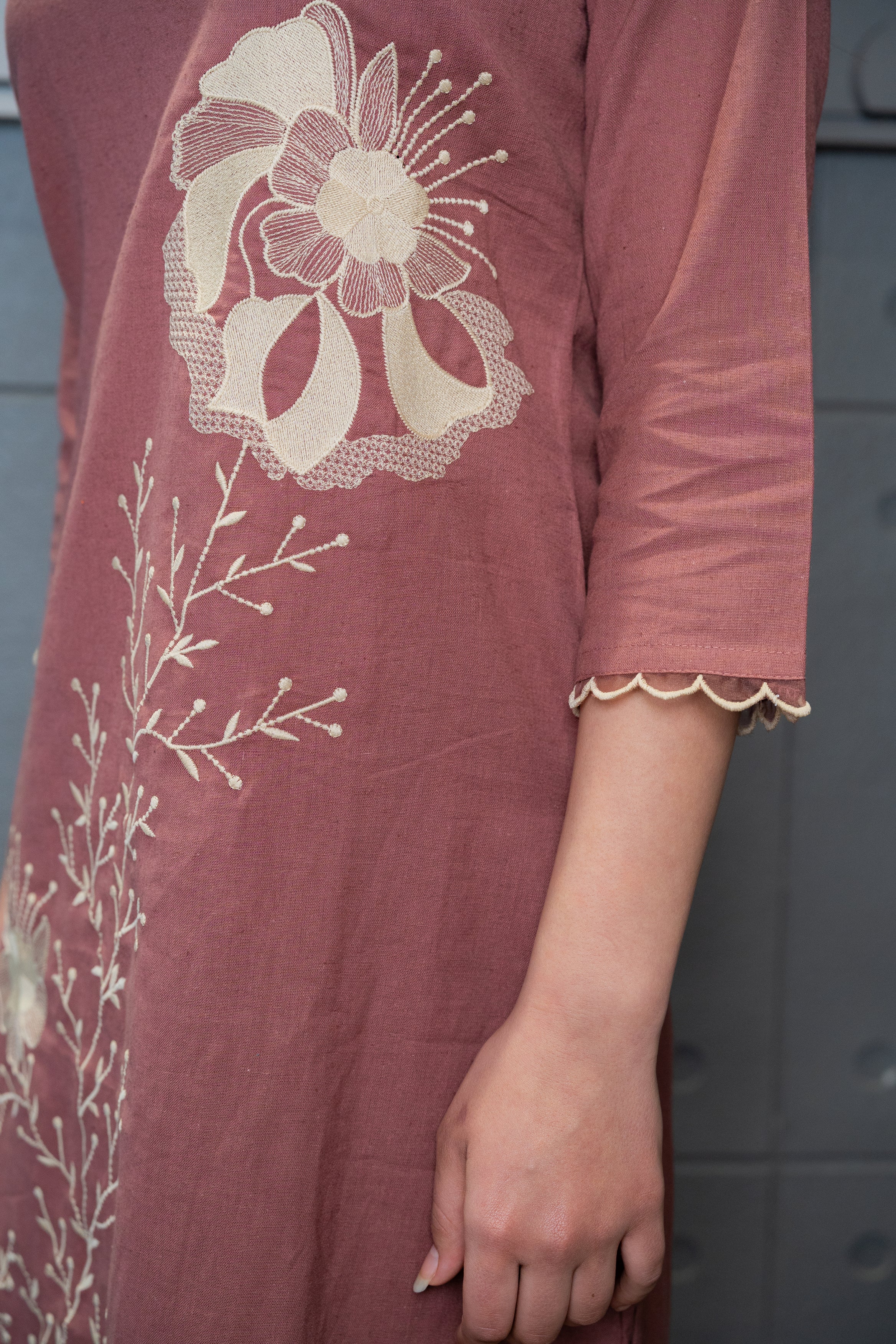 Mauve Floral Elegance Kurta Set