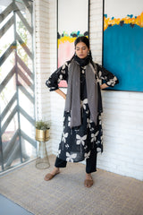 Gulabkali Dupatta Set – Black Floral Printed Cotton Kurta by Tanauri