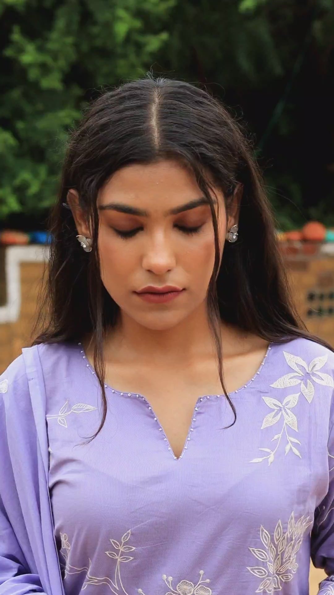 Lilac Drift Dupatta Set – Lavender White Floral Embroidered Cotton Kurta Set by Tanauri